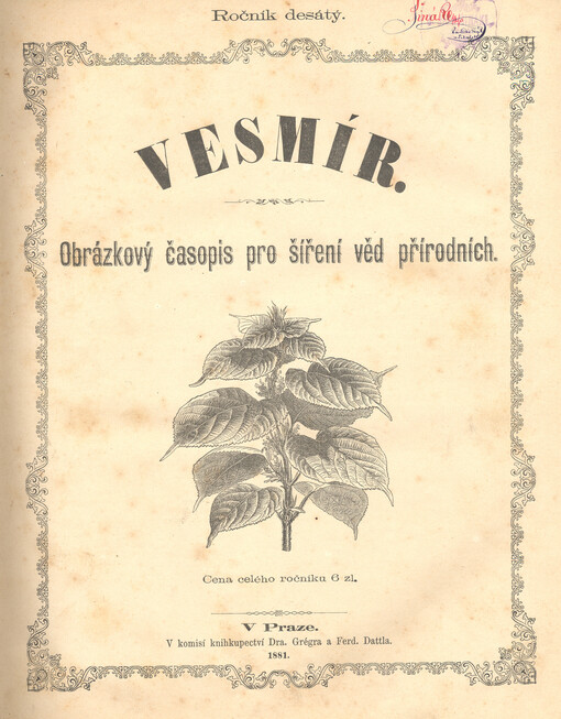 Vesmír : časopis pro šíření vědy přírodní, zeměpisné a národopisné