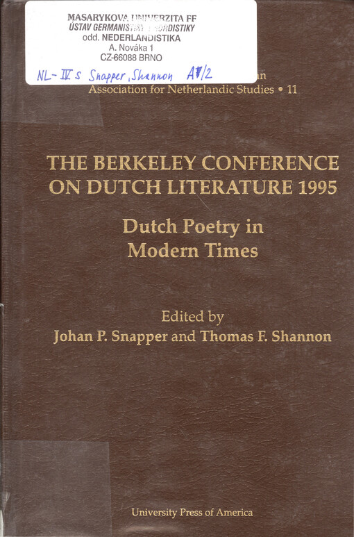 The Berkeley Conference on Dutch Literature, 1995 : Dutch poetry in modern times