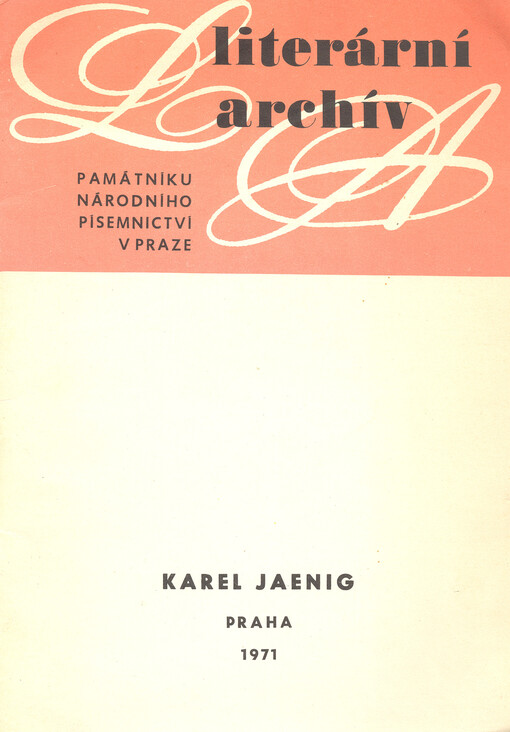 Karel Jaenig (1835-1914) :Lit. pozůstalost