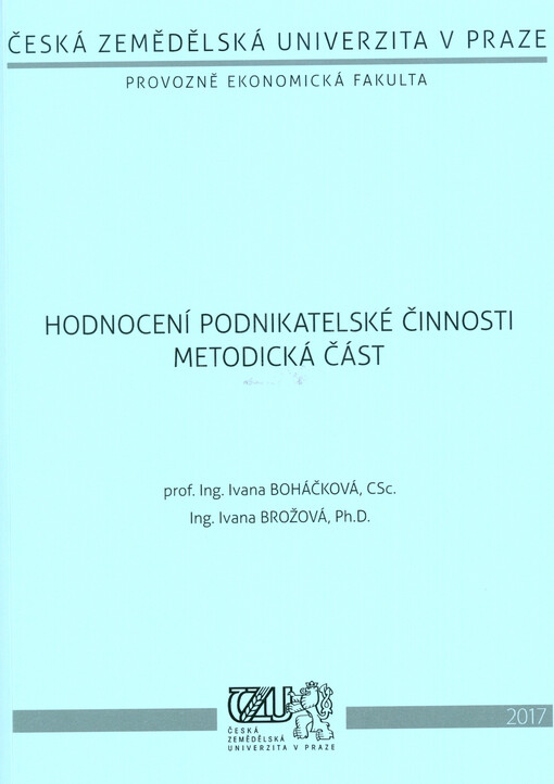 Hodnocení podnikatelské činnosti - metodická část