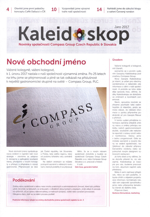 Kaleidoskop : novinky společnosti Compass Group Czech Republic & Slovakia