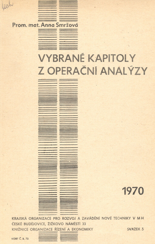 Vybrané kapitoly z operační analýzy