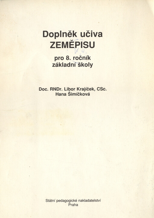 Doplněk učiva zeměpisu pro 8. ročník základní školy