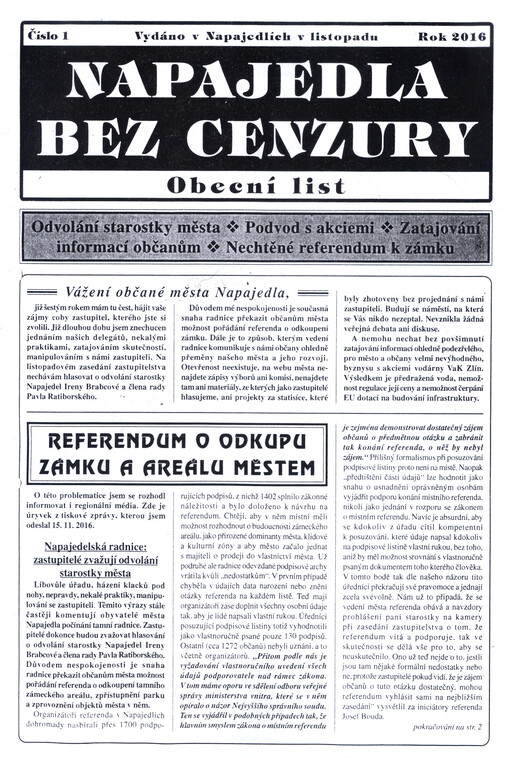 Napajedla bez cenzury : obecní list