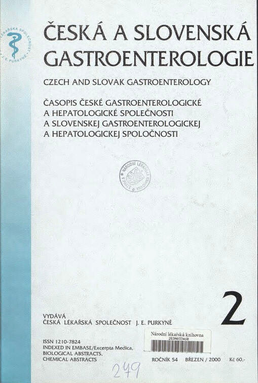 Česká a slovenská gastroenterologie : časopis České gastroenterologické a hepatologické společnosti a Slovenskej gastroenterologickej a hepatologickej spoločnosti = Czech and Slovak gastroenterology