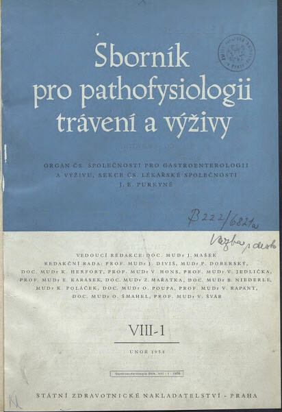 Sborník pro pathofysiologii trávení a výživy : Gastroenterologia bohema : orgán Čs. společnosti pro gastroenterologii a výživu, sekce Společnosti čs. lékařů J.E.Purkyně
