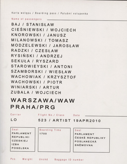 Warszawa/WAW, Praha/PRG : wystawa polskich malarzy w Parlamencie republiki Czeskiej w Pradze kwiecień - maj 2010