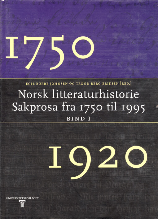 Norsk litteraturhistorie : sakprosa fra 1750 til 1995