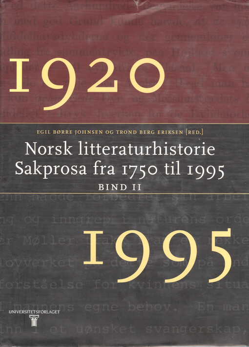Norsk litteraturhistorie : sakprosa fra 1750 til 1995