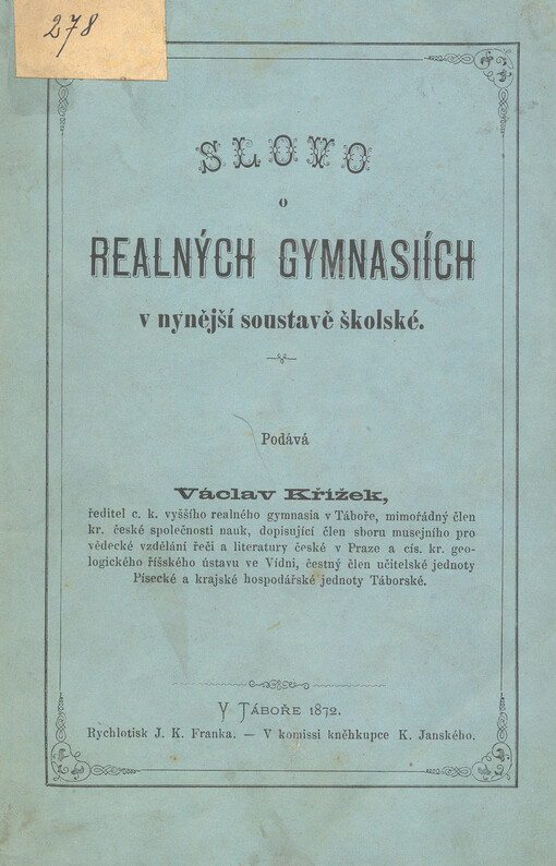 Slovo o realných gymnasiích v nynější soustavě školské