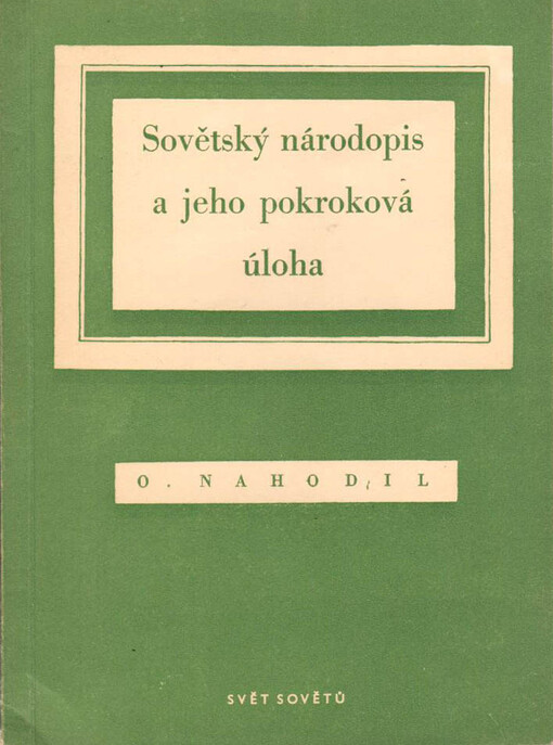 Sovětský národopis a jeho pokroková úloha