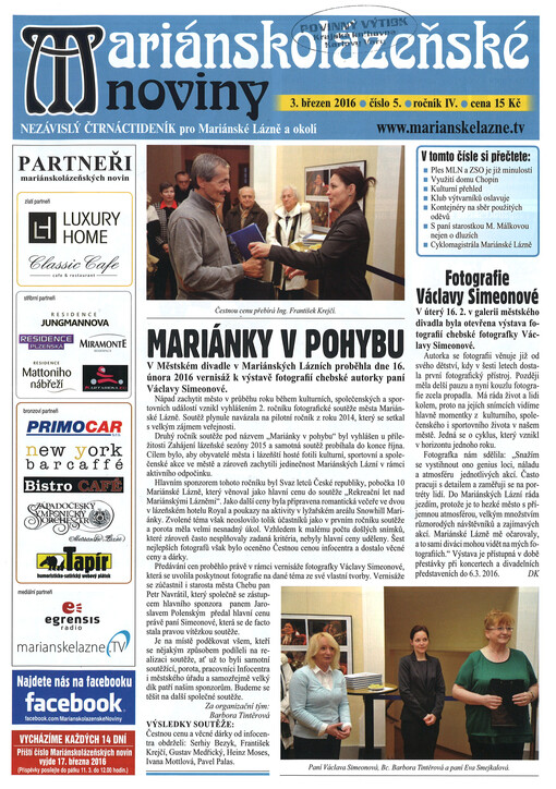 Mariánskolázeňské noviny : nezávislý čtrnáctideník pro Mariánské Lázně a okolí 