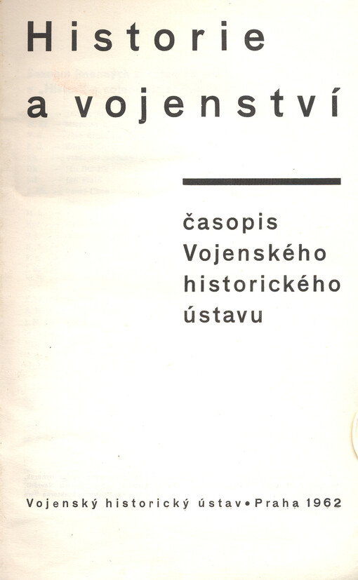 Historie a vojenství : časopis Historického ústavu Armády ČR