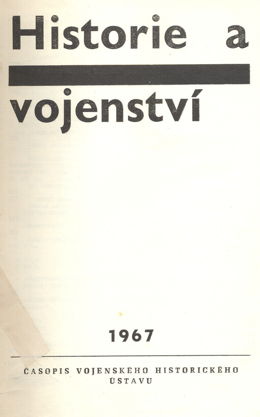 Historie a vojenství : časopis Historického ústavu Armády ČR