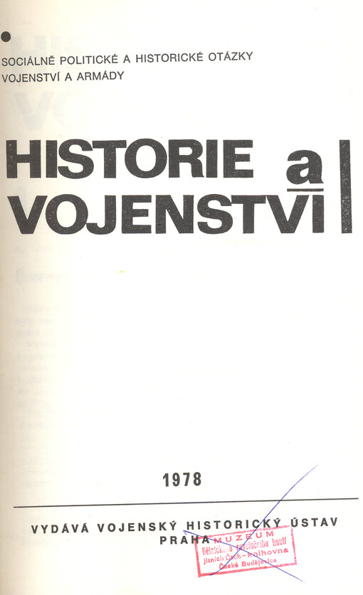 Historie a vojenství : časopis Historického ústavu Armády ČR