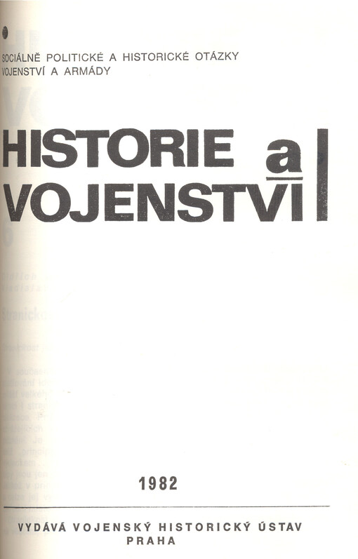 Historie a vojenství : časopis Historického ústavu Armády ČR