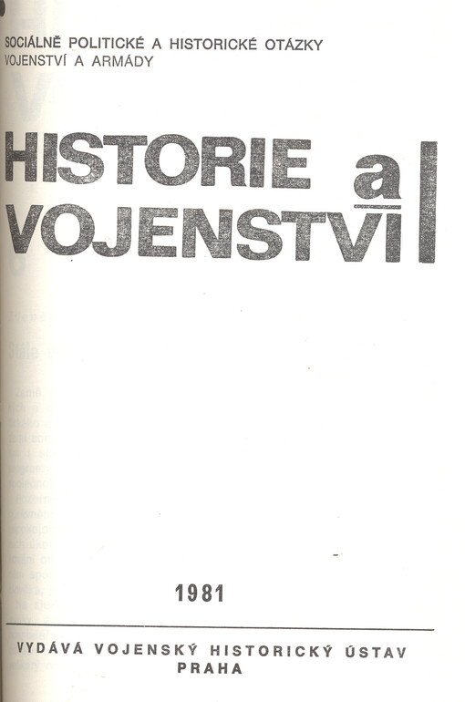 Historie a vojenství : časopis Historického ústavu Armády ČR