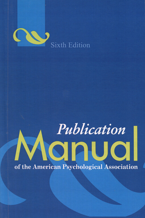 Publication manual of the American Psychological Association