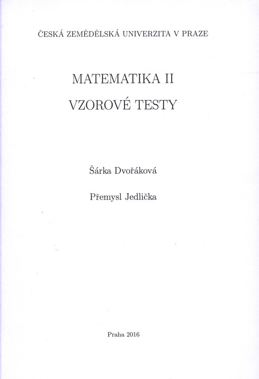 Matematika II - vzorové testy