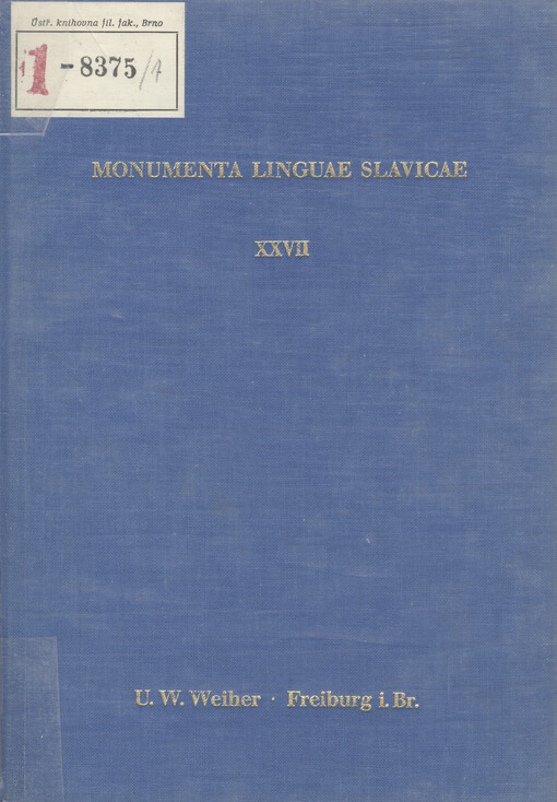 Altkirchenslavische (altbulgarische) Syntax. T. 27,1 Die Lineare satzorganisation
