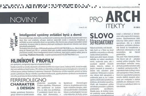 Noviny pro architekty : informační zpravodaj pro architekty a stavebníky
