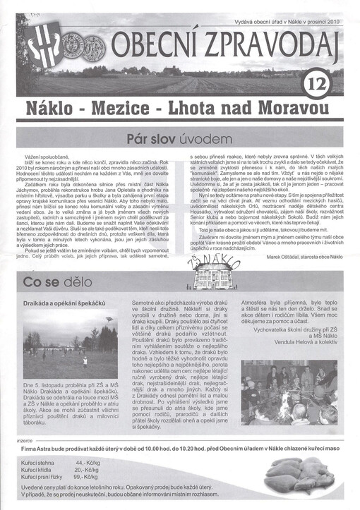 Obecní zpravodaj : Náklo - Mezice - Lhota nad Moravou