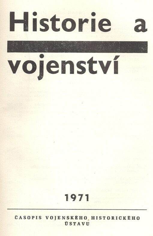 Historie a vojenství : časopis Historického ústavu Armády ČR