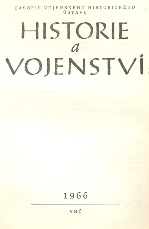 Historie a vojenství : časopis Historického ústavu Armády ČR