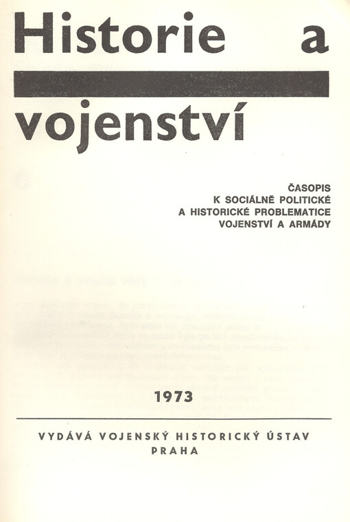 Historie a vojenství : časopis Historického ústavu Armády ČR