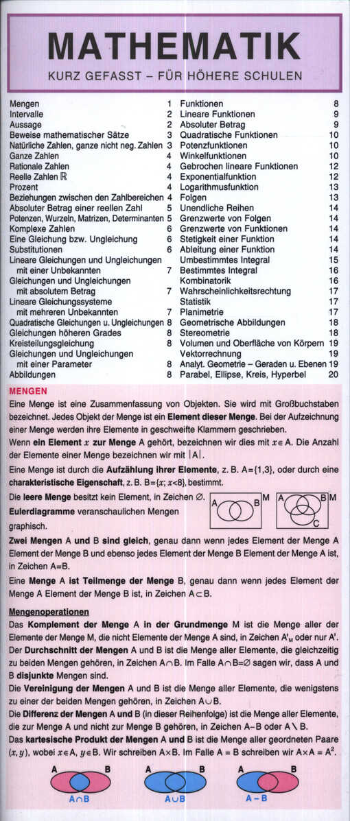 Mathematik : kurz gefasst - für höhere Schulen