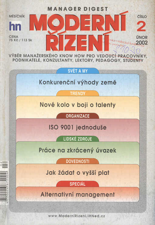 Moderní řízení : měsíčník pro vrcholový a střední management, lektory, personalisty i podnikatele