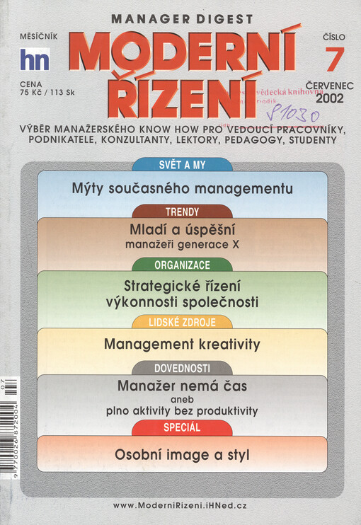 Moderní řízení : měsíčník pro vrcholový a střední management, lektory, personalisty i podnikatele