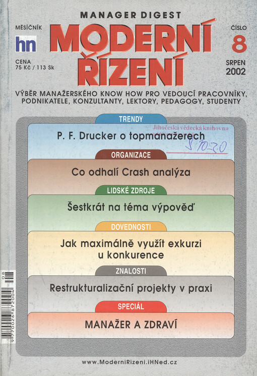 Moderní řízení : měsíčník pro vrcholový a střední management, lektory, personalisty i podnikatele
