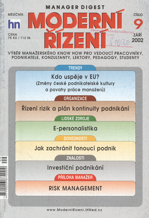 Moderní řízení : měsíčník pro vrcholový a střední management, lektory, personalisty i podnikatele