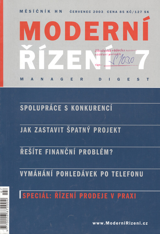 Moderní řízení : měsíčník pro vrcholový a střední management, lektory, personalisty i podnikatele