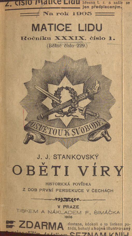 Oběti víry :historická povídka z dob první persekuce v Čechách