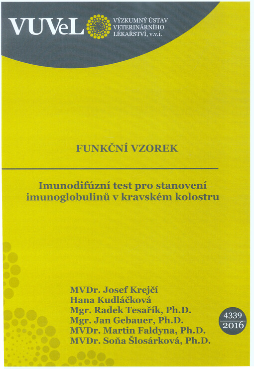 Imunodifúzní test pro stanovení imunoglobulinů v kravském kolostru