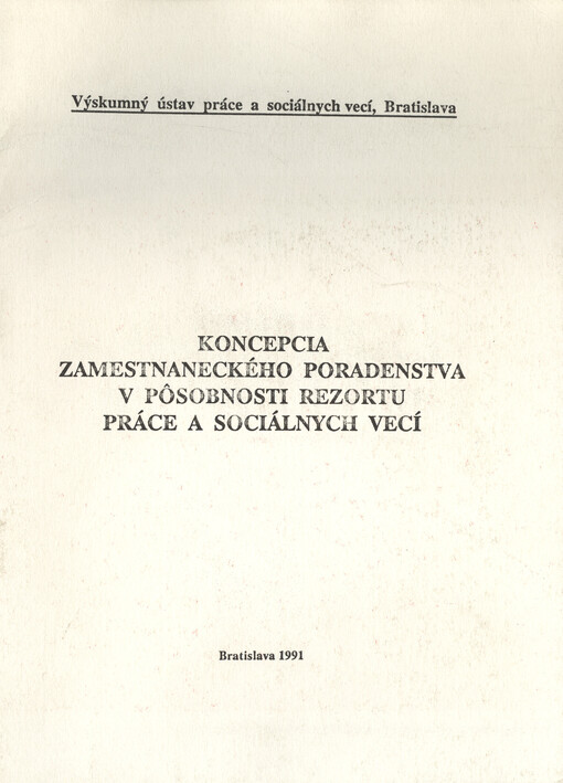 Koncepcia zamestnaneckého poradenstva v pôsobnosti rezortu práce a sociálnych vecí