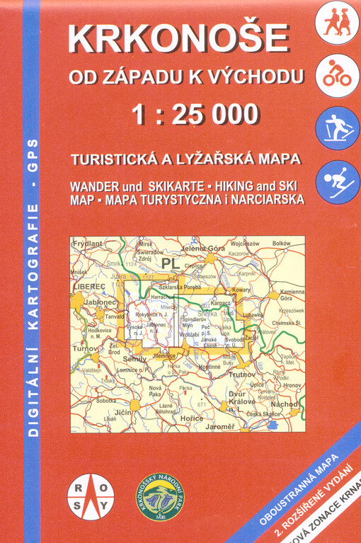 Krkonoše : od západu k východu : turistická a lyžařská mapa 1:25 000