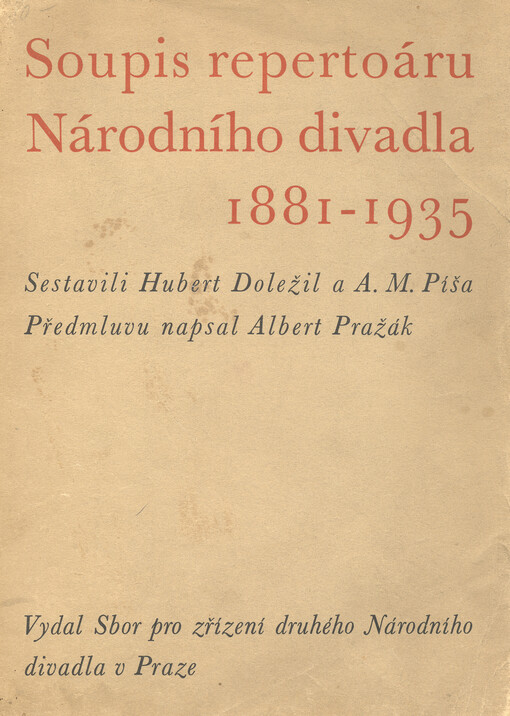 Soupis repertoáru Národního divadla v Praze :1881-1935