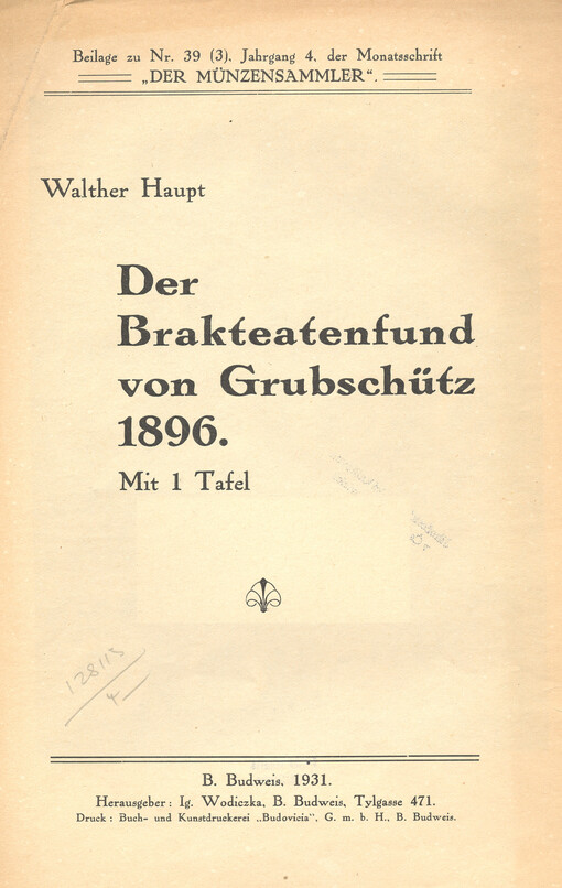 Der Brakteatenfund von Grubschütz 1896