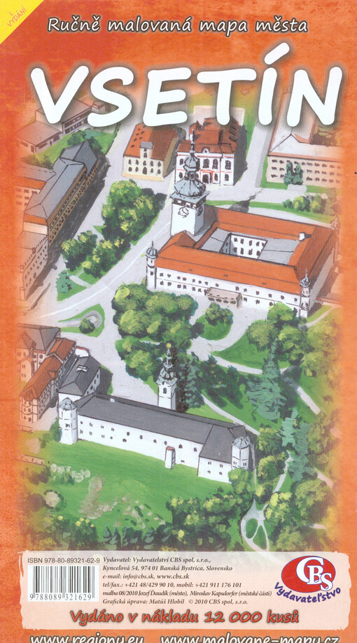 Ručně malovaná mapa města Vsetín