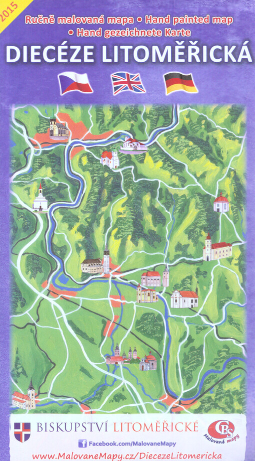Ručně malovaná mapa Diecéze Litoměřická = Hand painted map Diecéze Litoměřická = Hand gezeichnete Karte Diecéze Litoměřická