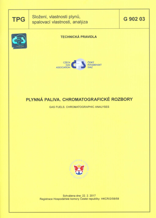 Plynná paliva : chromatografické rozbory = Gas fuels : chromatographic analyses : TPG G 902 03 : schválena dne: 22.2.2017