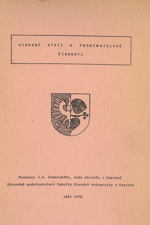 Vybrané stati k podnikatelské činnosti