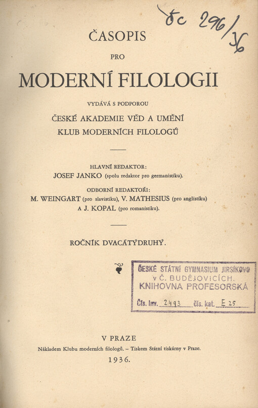 Časopis pro moderní filologii