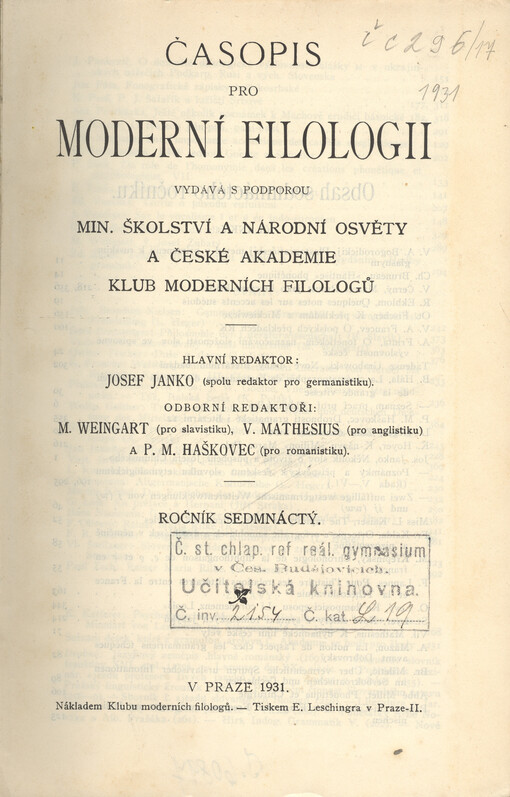 Časopis pro moderní filologii