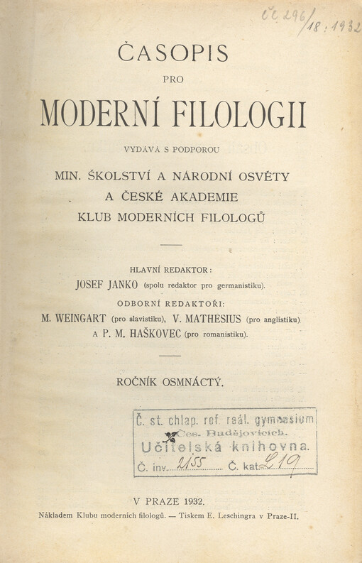 Časopis pro moderní filologii