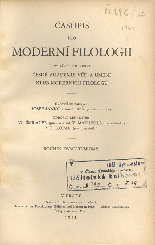 Časopis pro moderní filologii