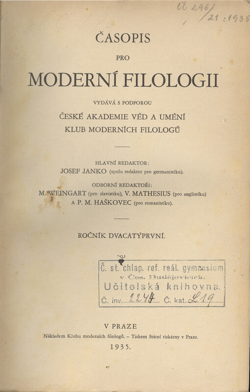 Časopis pro moderní filologii